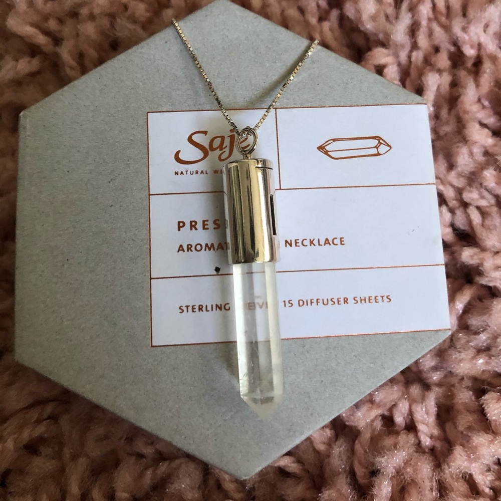 Clear quartz aromatherapy necklace
